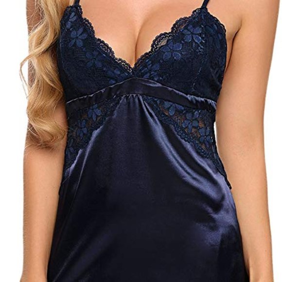 Sleepwear Satin Pajama Set Lace Camisole Shorts - Picture 5 of 8